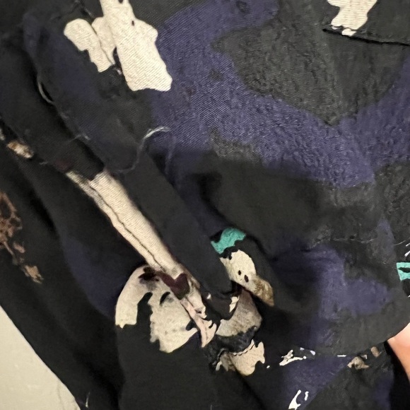 DEX size medium black floral button up dress cuff sleeve tabs - Picture 2 of 3